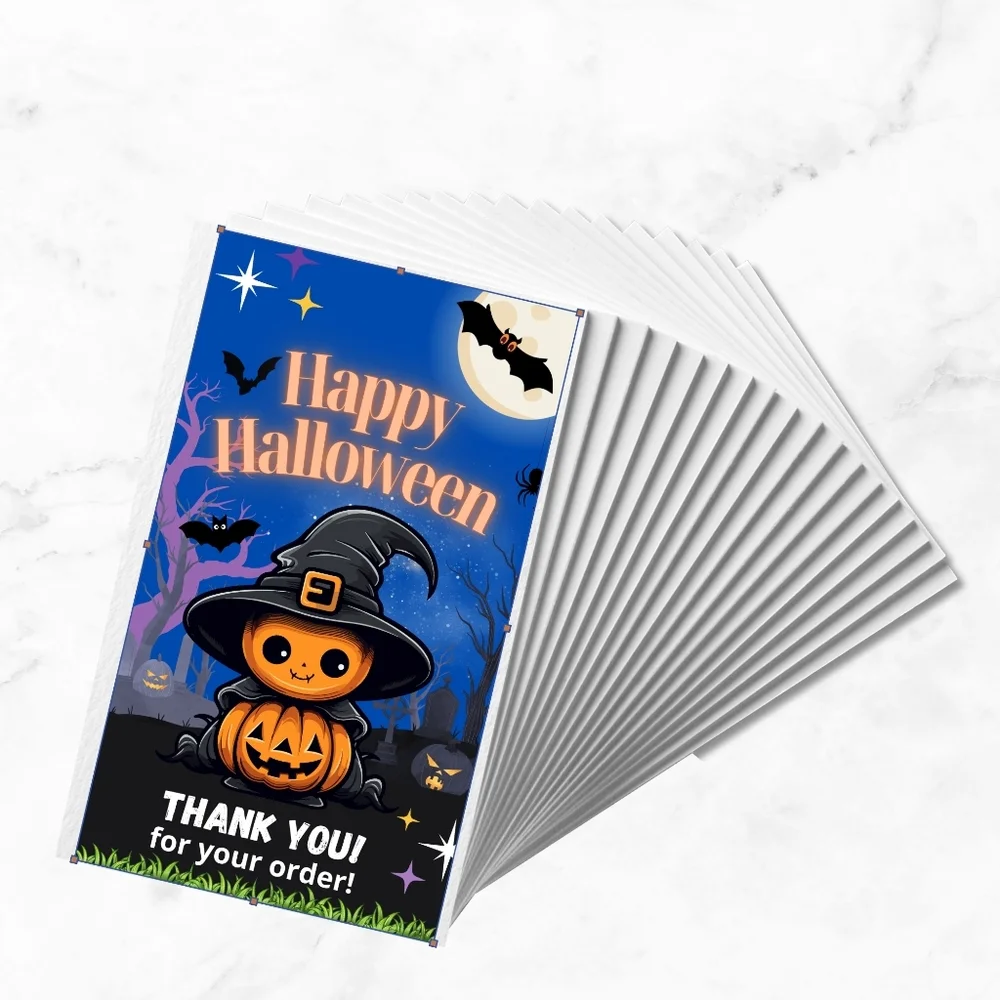 60 thank you glossy Halloween cards 3.5x2
